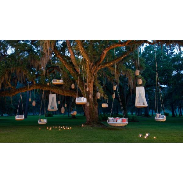 Outdoor Hanging Rope Swing Sofa with Quick Dry Foam Cushion and Waterproof Design