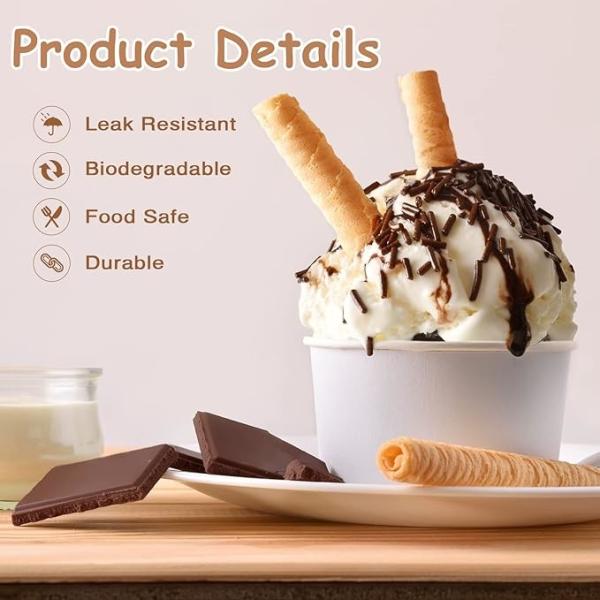 Vaso de papel para helado de 4oz-32oz, apto para microondas, a prueba de fugas, con tamaño personalizado
