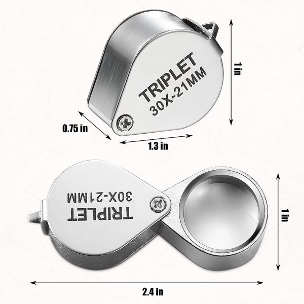 30X 21mm Black Folding Magnifier Loupe Portable Handheld Pocket Mini Magnifying Glass with Protective Case for Reading