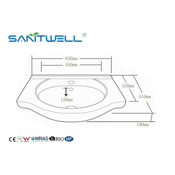 Цвет таза мытья нормального размера встречный верхний белый с CE современного дизайна