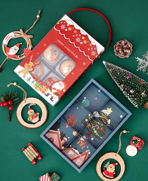 Kraft Paper Food Gift Paper Box , Christmas Decorative Gift Boxes With Window