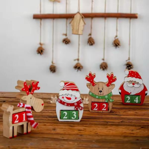 Customized DIY Christmas wooden countdown calendar Christmas ornaments Santa elk ornaments