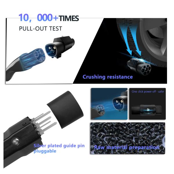 GBT Interface Standard Black 7kw Tesla EV Charging Adapter NACS to Car Connector Socket Switch 32A Output Current EV Charger
