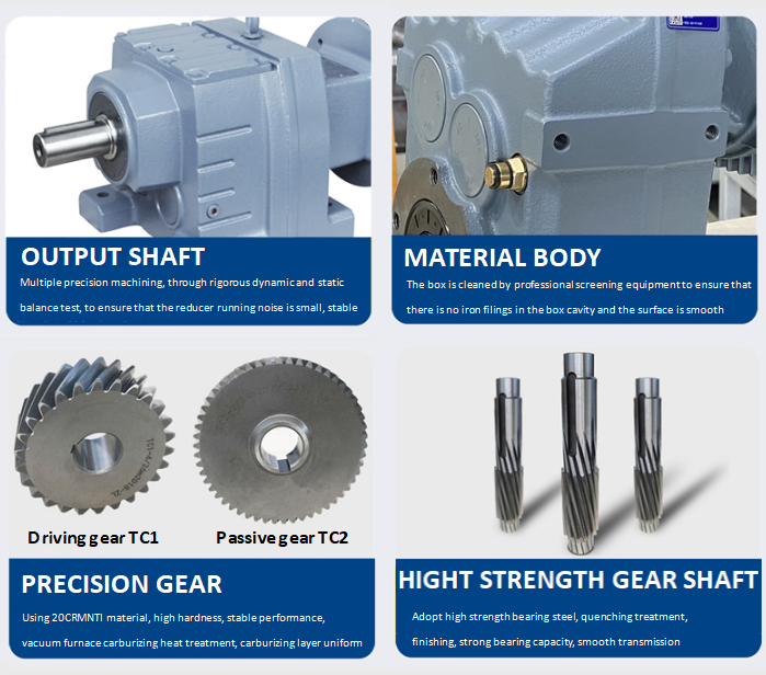 Robust R Series Three Stage Reduction Helical Gear Reducer with High Transmission Efficiency and Hardened Gear for Engineering Machinery