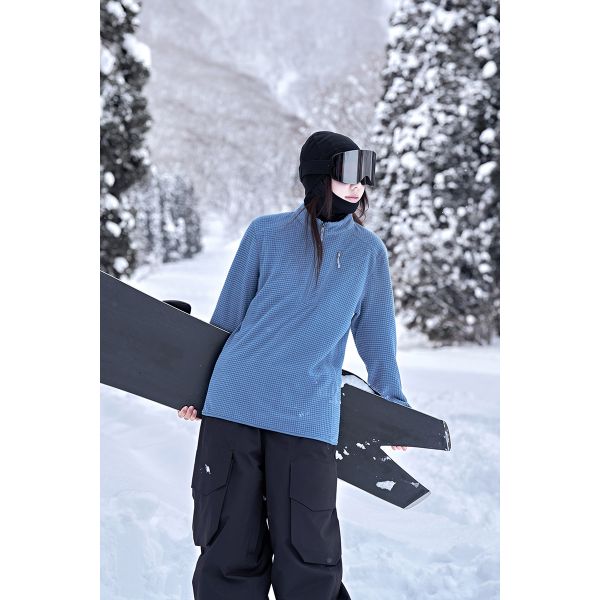 Custom OEM Plaid Polar Fleece Ski Mid Layer Couple Jacket Windbreaker Inner Liner