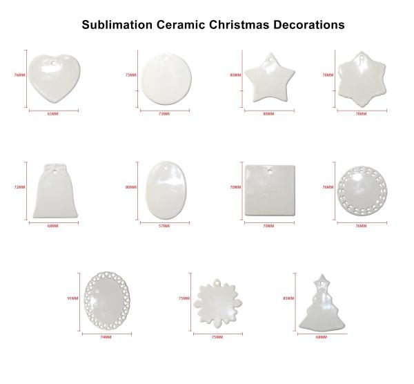 Personalized Christmas Ornaments With Photo Different Shapes Ceramic Sublimation Ornaments