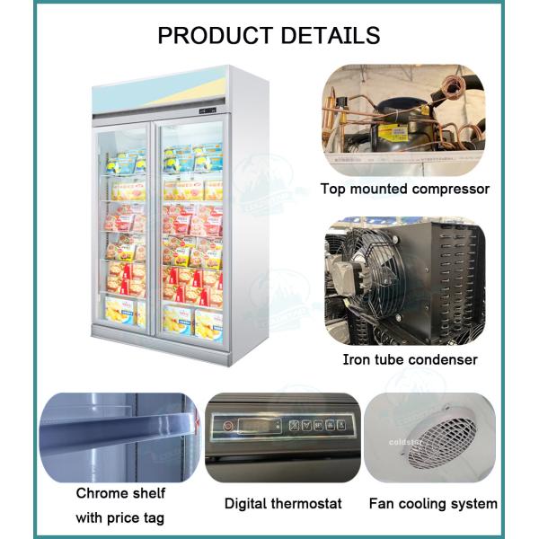 Commercial Upright Glass Door -22C Freezer For Meat Seafood