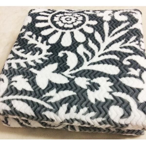 Floral Printed Flannel Bed Blanket , Dyed Flannel Fleece Blanket OEM / ODM Service