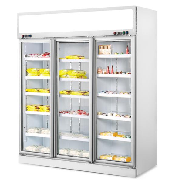1580L Three-Door Top Mounted Glass Door Refrigerated Supermarket Freezer Display Cooler Cooling Store Drink Restaurant