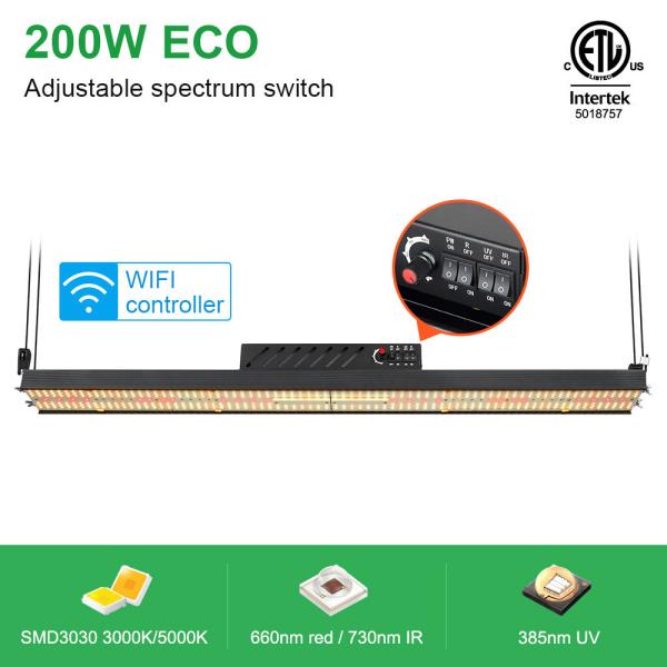 o diodo emissor de luz de 480umol/s 200W Dimmable cresce Ir uv claro 730nm vermelho para a estufa