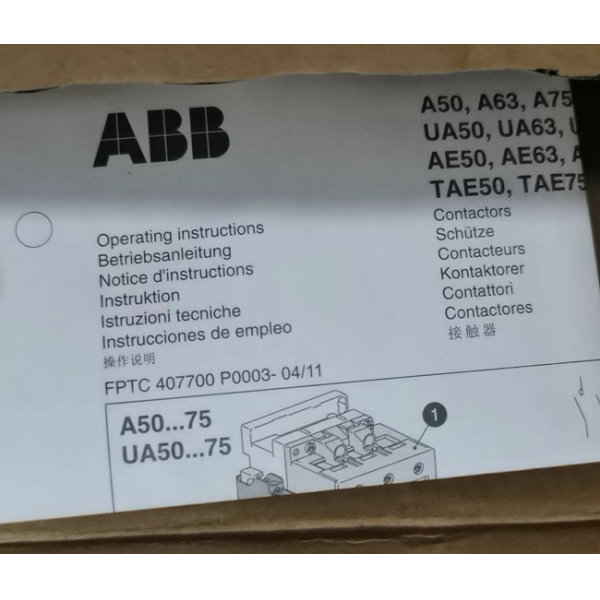 A50-30-11 ABB Contactor For Industrial Motor Control And Power Switching Systems