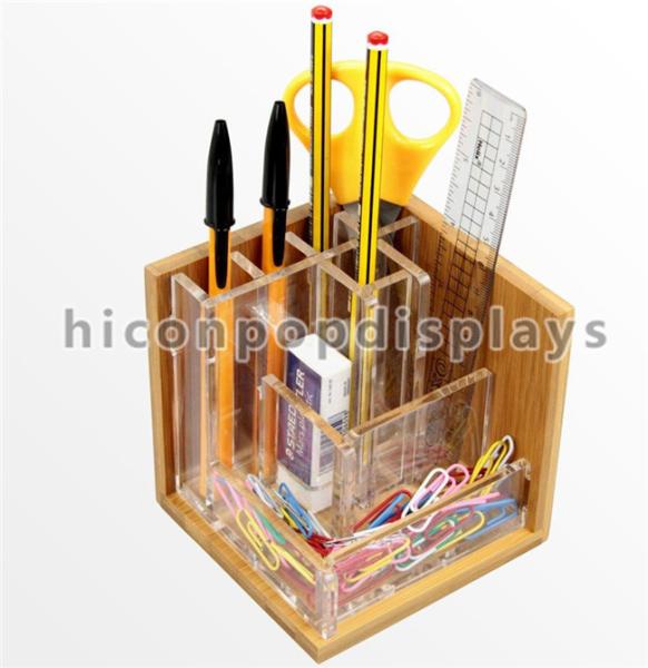 Countertop Stationery Wooden Display Racks Acrylic Wood Pen / Knife Display Stand
