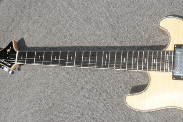 High-grade customized jazz six-string electric guitar, double f-hole half-hollow electric guitar, wood color
