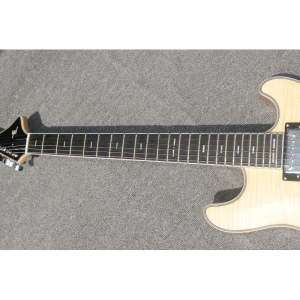 High-grade customized jazz six-string electric guitar, double f-hole half-hollow electric guitar, wood color