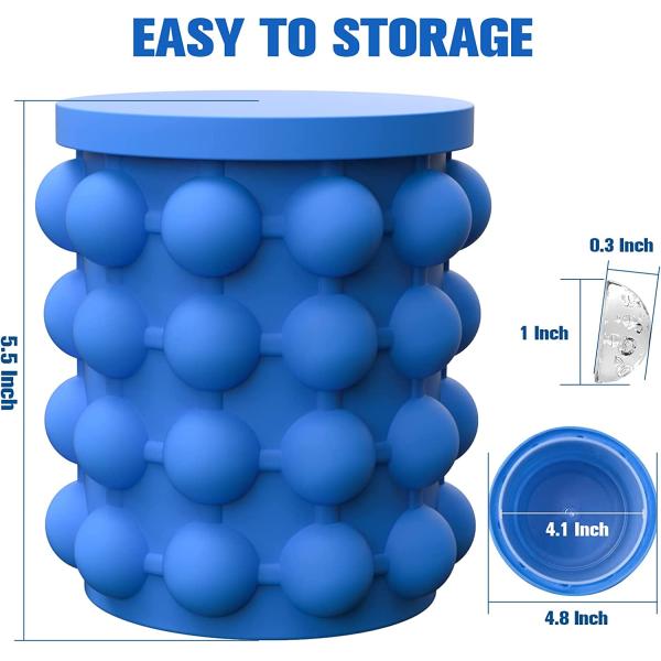 267 Grams Portable Silicone Half Round Space Saving Ice Bucket with Lid Blue/Red/Yellow
