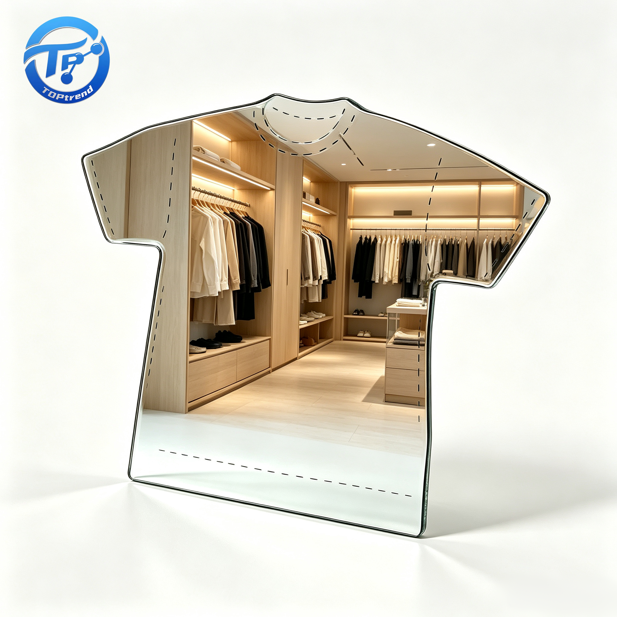 T-Shirt Shaped Acrylic Decorative Mirror Customizable For Clothing Boutique