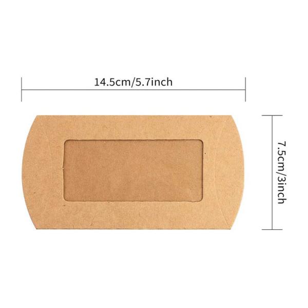 Caixa de almofada de biscoito de janela transparente embalada com design personalizado e papel kraft pesado