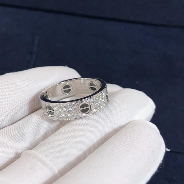 Factory Custom Fine Jewelry 18k White Gold Natural Vs Diamond Jewelry Car Tier LOVE Ring, Diamond-Paved, Ceramic