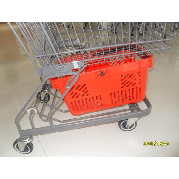 80L Supermarket Shopping Trolley With Grey Powder Coating And Shopping Basket