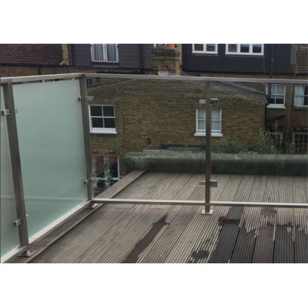 Exterior Frosted Stainless Steel Glass Railing With Square Post , Strong Sense Of Security