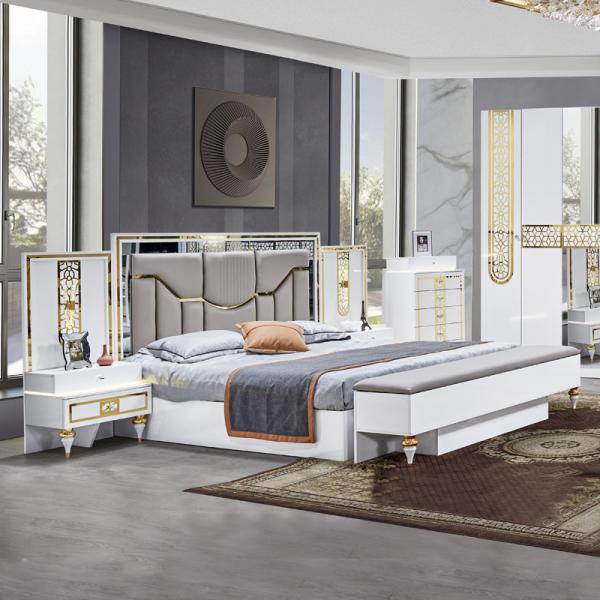 High Quality Wholesale Wood Frame Double Bed Master Room King Size Wooden Modern Luxury Full Bedroom Sets Furniture