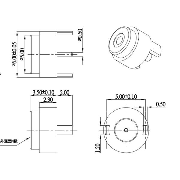 OD5.0mm Conector magnético redondo DC 12V 1A Conector femenino masculino