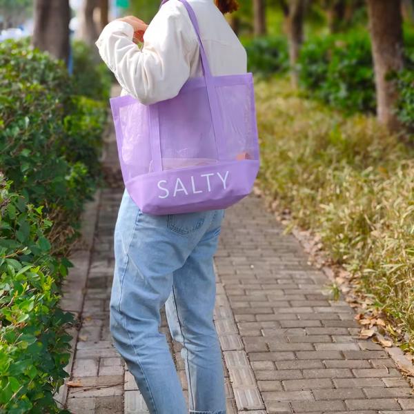 Polyester Main Material Custom Ultralight Large Personalized Beach Mesh Tote Bag
