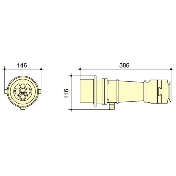 PowerSyntax Shore Power Высокоточный промышленный женский розетка прямой тип 4P 250A 400V IP67 Часть No MB250A-BS-S