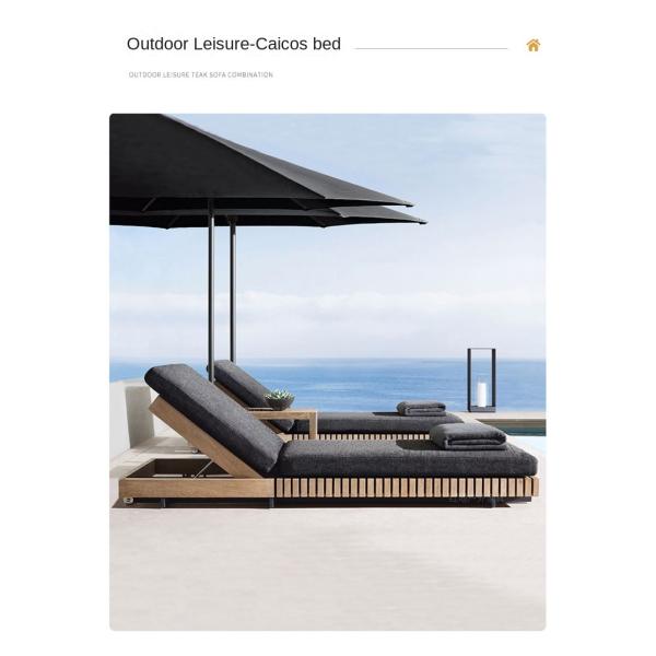 Customized Luxury Pool Teak Wood Lounge Chair With 5 Gears Backrest Adjustment Lesiure Bed