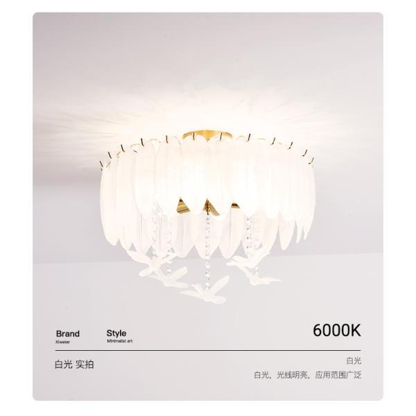 Creative Glass Feather Chandelier Modern Living Bedroom Kitchen Island Hanging(WH-CY-252)