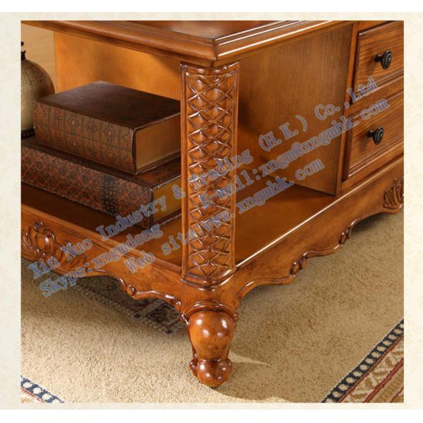 Wooden living room furniture, wooden carved rectangular coffee table