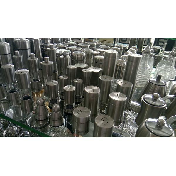 #304 Stainless Steel Salt and Pepper Shaker Porcelain Dinnerware Sets Condiment Pots with Lid 1.5 - 2.5mm Holes