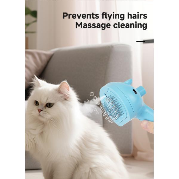 Cepillo de vapor para mascotas de limpieza de cabello de masaje Cepillo de auto-cat limpio de perros Spray peinado de depilación