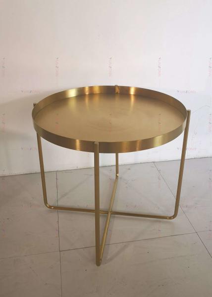 Mesa de centro lateral D60xH50cm 201 da tabela de chá do metal dourado de aço inoxidável