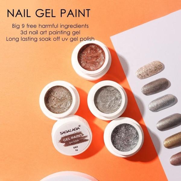 Holographic Glitter Paint Painting Gel Set LED Lamp 30s Cure Time for 24PCS RTS MOQ Art Uv No Wipe Drawing Nail Beauty