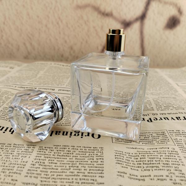 Clear Frosted Flat Square Empty Glass Perfume Bottle 15ml 30ml 50ml 60ml with Glass Cap