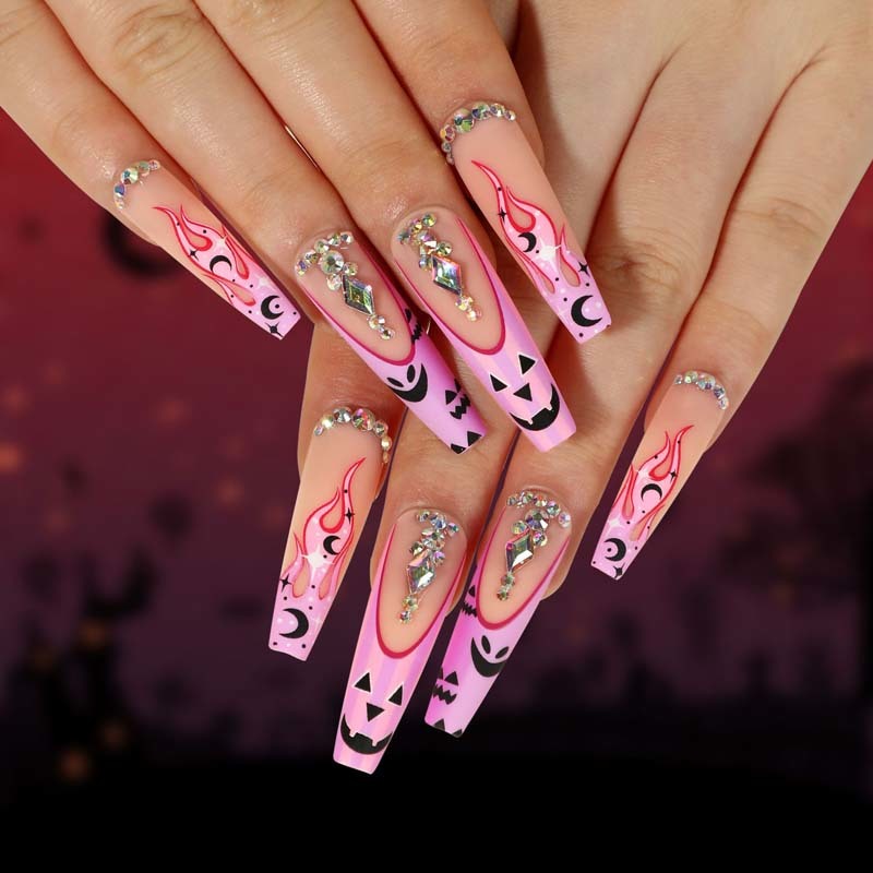 Glossy Halloween Holiday Press On Nails No Nail Salon Visit Needed