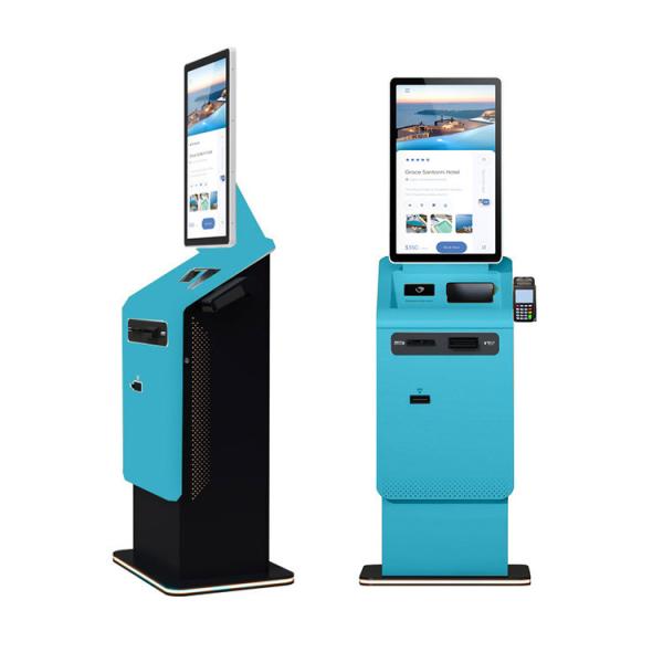 27 32 Inch POS Floor Stand Payment Kiosks Self Service Passport Scanner NFC Thermal Printer Cash Coin Payment Kiosk Terminal