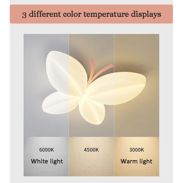 Bedroom Ceiling Lamps Creative Princess Room Little Girl Warm Romantic Butterfly Ceiling Lights(WH-MA-312)