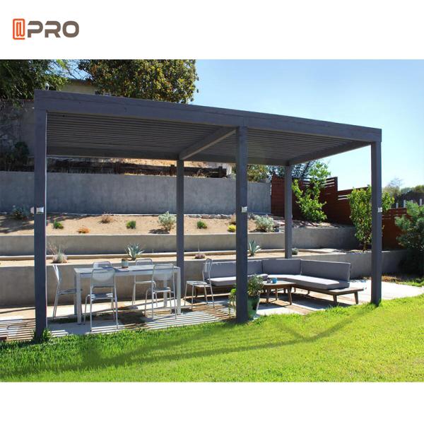 Modern Glass Aluminum Pergola With Adjustable Louvers Powder Coated