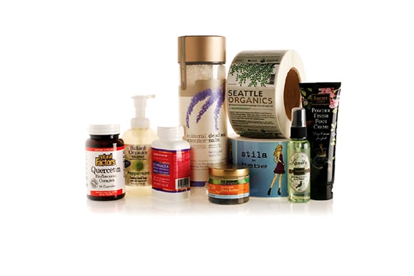 3 X 7.5cm Adhesive Vinyl Stickers On Natural Cosmetic Bottle