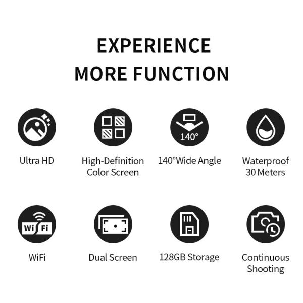 Wireless Selfie 1080P Sports Camera 400mAh Dual Screen Action