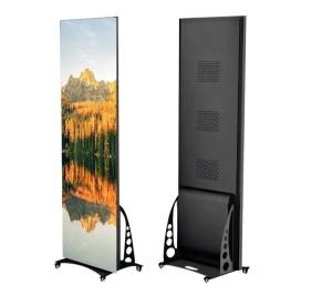 HD Indoor P2 Advertising LED Poster Video Display Digital Player Portable Wheel