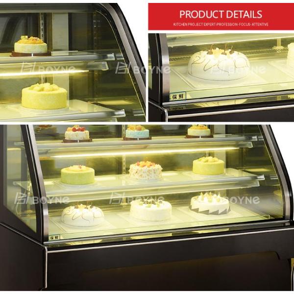 Curved Glass Cake Display Fridge , Marble - Base Upright Cake Showcase
