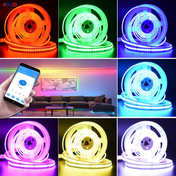 Exterior Coloured LED Strip Lights DC12V 24V Dotless RGB LED Strip Super Bright