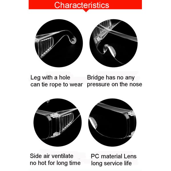 General Transmittance Handy Medical Goggles Protective Safety Glasses