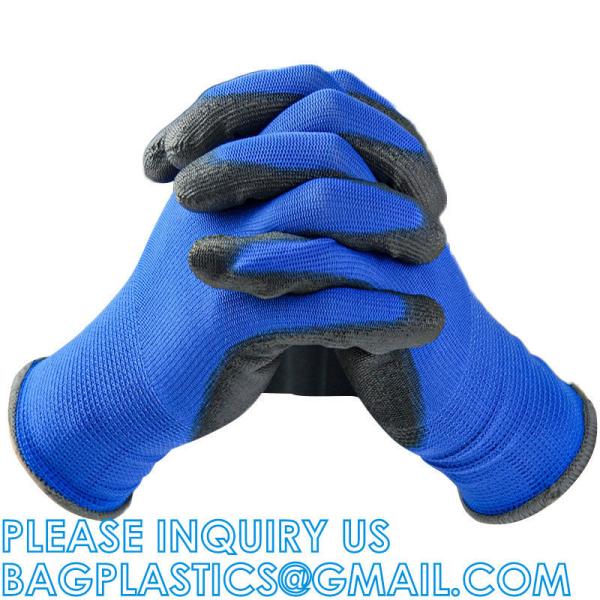 Nylon Knitted Polyurethane Palm Heavy Duty Work Fit Glove Knit Guantes De Trabajo Palm Pu Coated Safety Work Glo