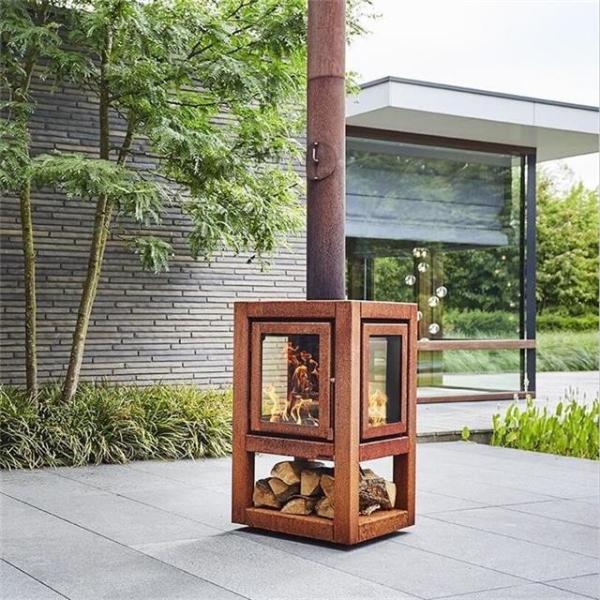 High Efficiency Garden Heaters Metal Fireplace Wood Burning Stove With Chimney