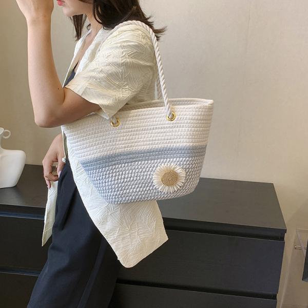 Crochet Raffia Knot Handbags Summer Beach Straw Knot Bag Fashion Summer High Quality Ladies Crochet Raffia Straw Beach Bag Tote Bag Striped Big Hand Bags