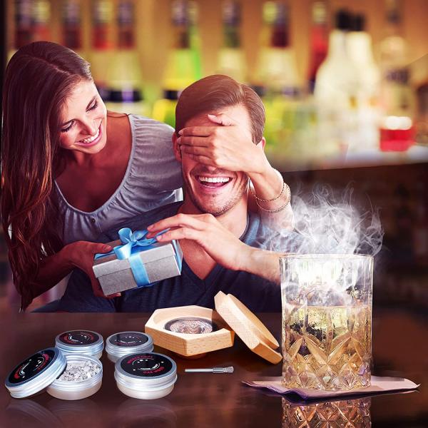 Kit de fumadores de coctel con antorcha Kit de whisky de moda antigua con fumador de coctel y 4 sabores de fumadores de bebidas que hacen un gran regalo